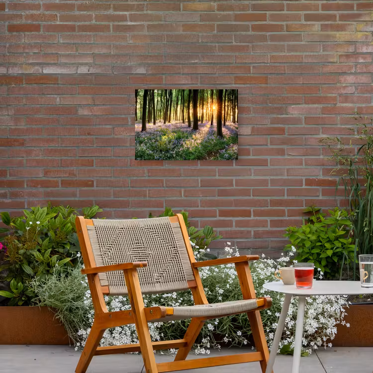 Bos - Bloemen - Lavendel - Zon - Paars - Natuur Tuinposter op houten frame 2 cm dik klein -sfeer3