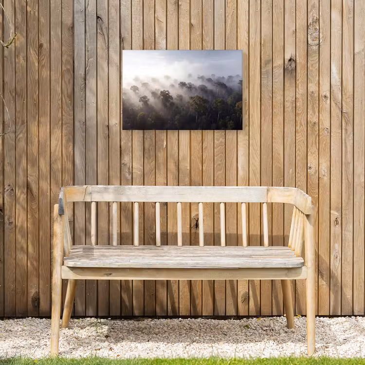 Bos - Mist - Natuur - Groen Tuinposter op houten frame 2 cm dik klein -sfeer4