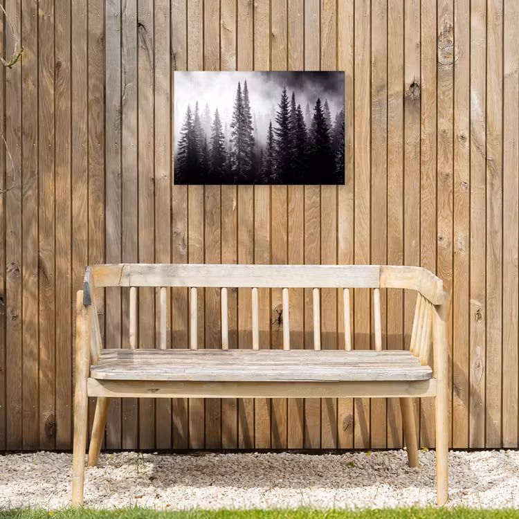 Bos - Mist - Winter - Monochroom - Natuur Tuinposter op houten frame 2 cm dik klein -sfeer4