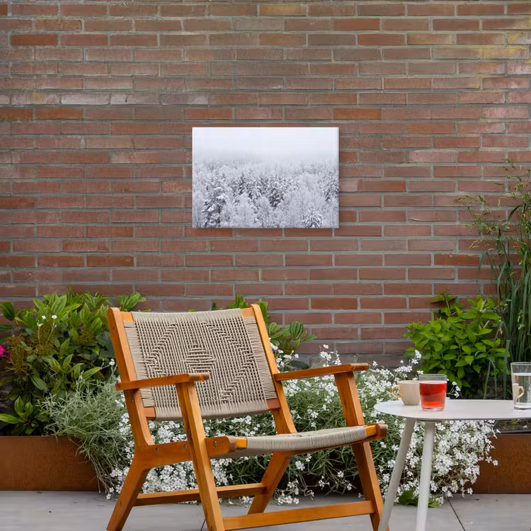Bos - Sneeuw - Winter - Natuur - Wit Tuinposter op houten frame 2 cm dik klein -sfeer3