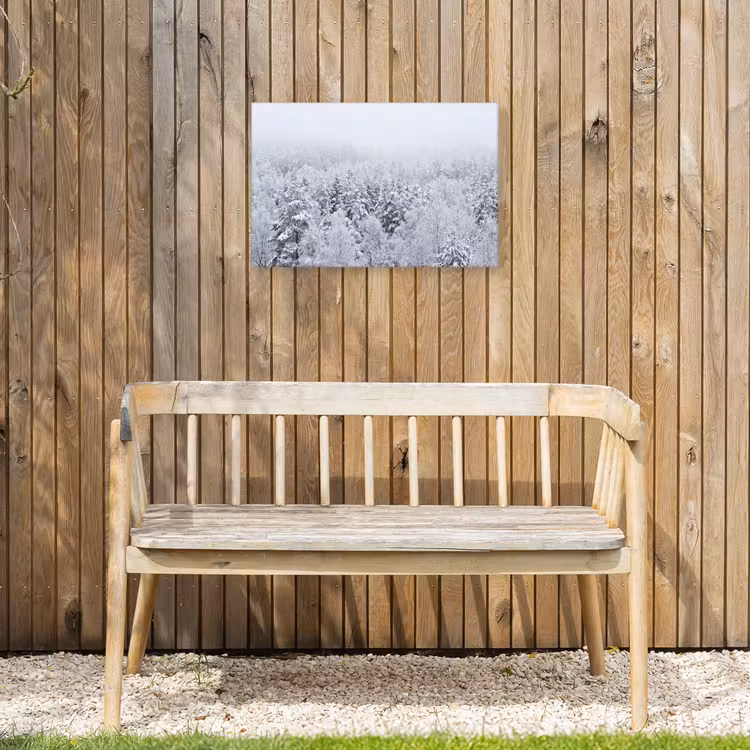 Bos - Sneeuw - Winter - Natuur - Wit Tuinposter op houten frame 2 cm dik klein -sfeer4