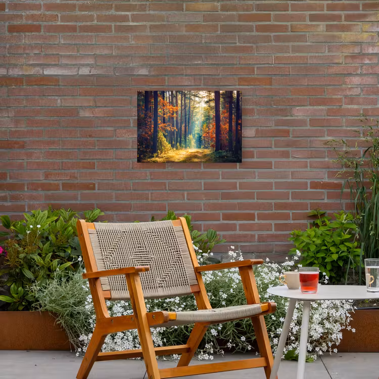 Bos - Zon - Natuur - Herfst Tuinposter op houten frame 2 cm dik klein -sfeer3