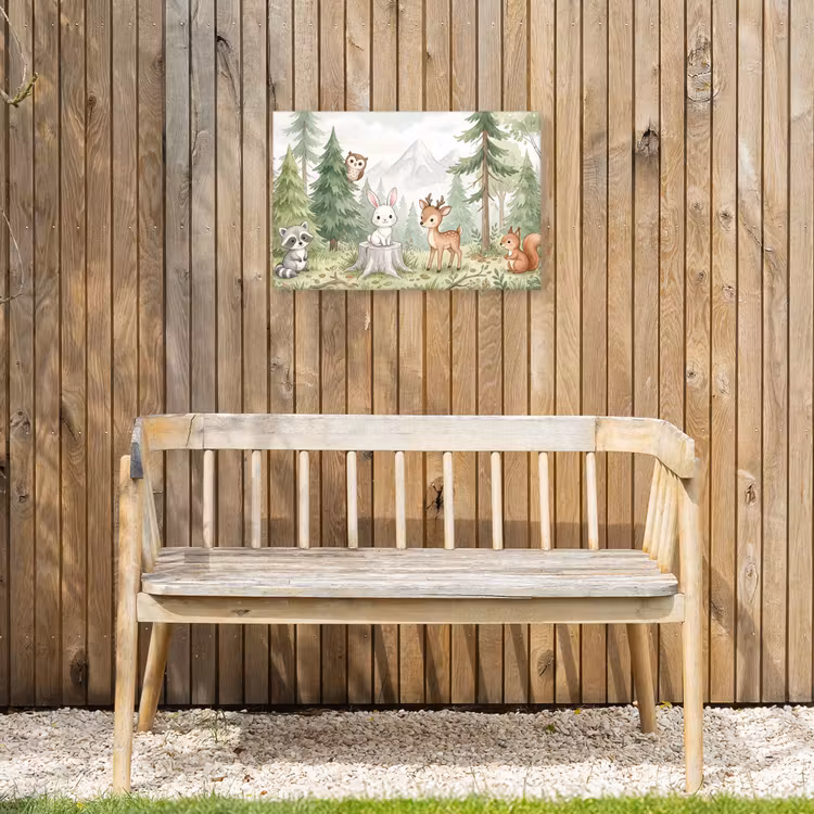 Bos - Dieren - Groen Tuinposter op houten frame 2 cm dik klein -sfeer4