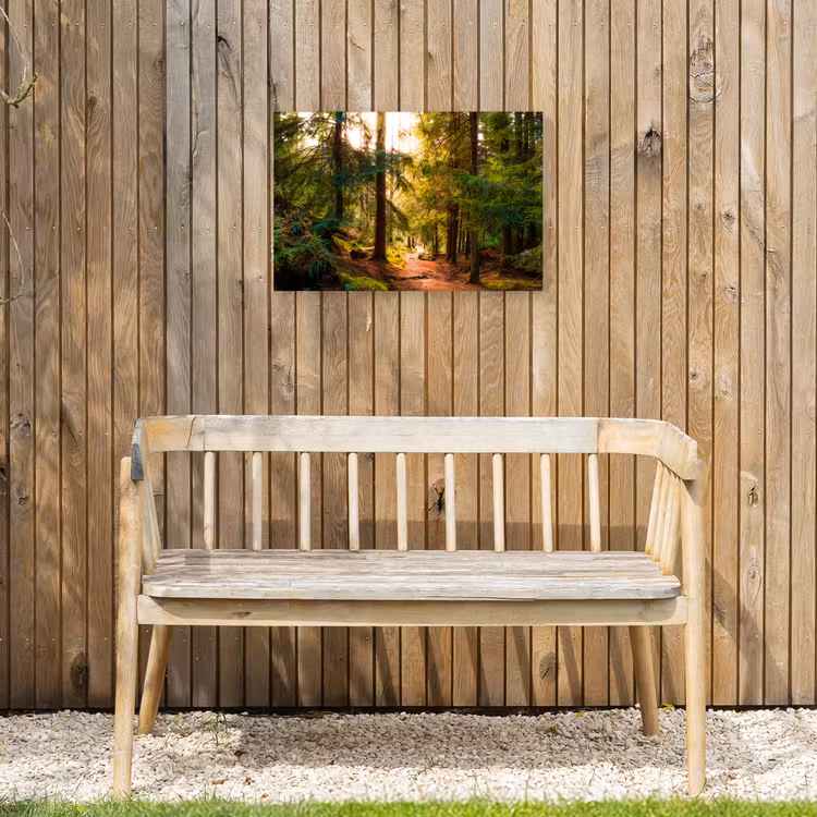 Bos - Pad - Bomen - Groen - Zon - Natuur Tuinposter op houten frame 2 cm dik klein -sfeer4