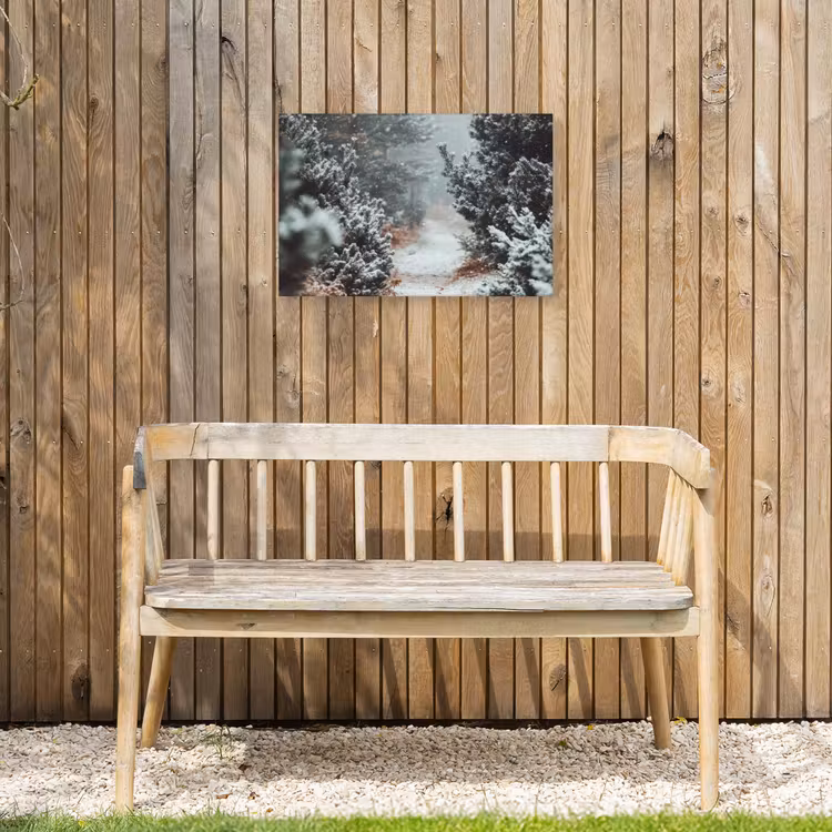 Bos - Winter - Bomen - Natuur - Pad - Sneeuw Tuinposter op houten frame 2 cm dik klein -sfeer4