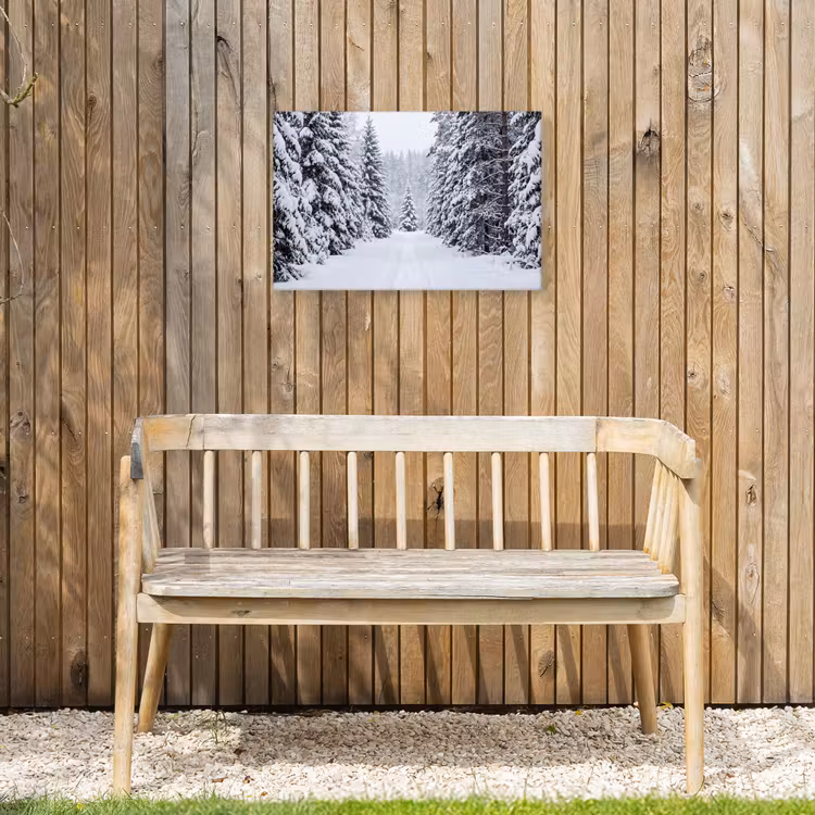 Bos - Winter - Sneeuw - Pad - Natuur Tuinposter op houten frame 2 cm dik klein -sfeer4