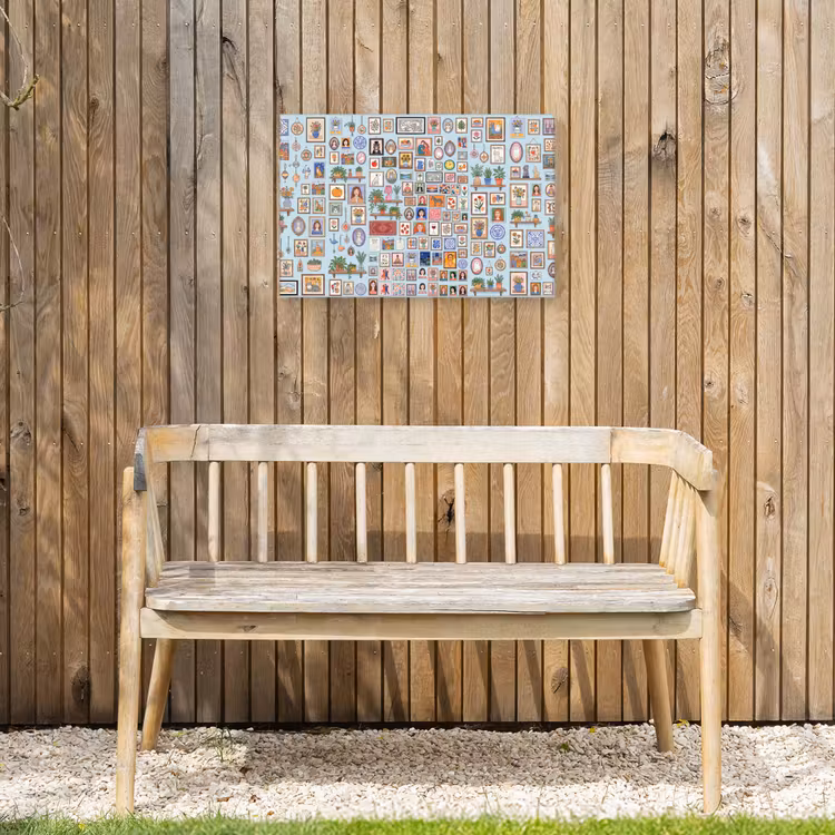 Wanddecoratie - Collectie - Huis - Illustratief - Kleurrijk Tuinposter op houten frame 2 cm dik klein -sfeer4