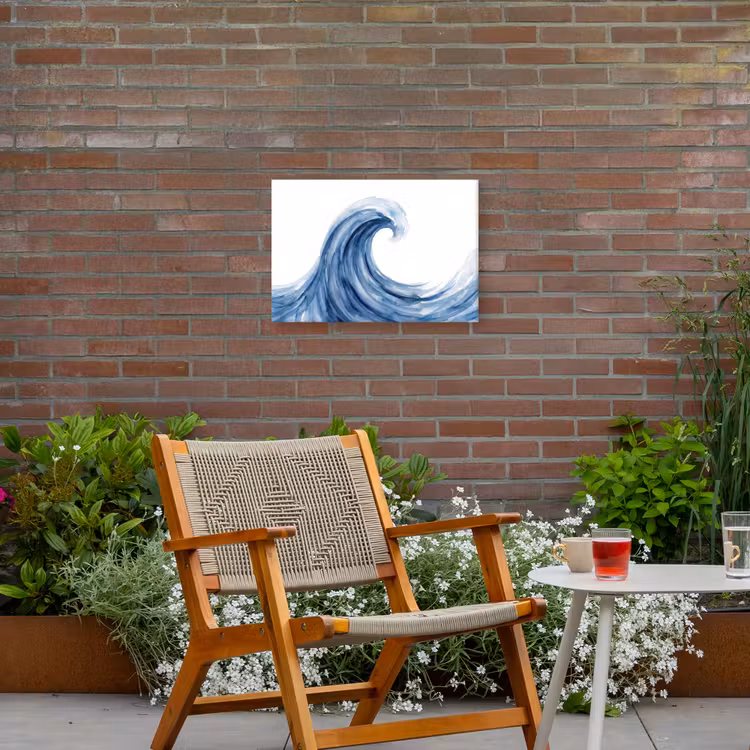 Water - Beweging - Natuur - Modern - Blauw Tuinposter op houten frame 2 cm dik klein -sfeer3