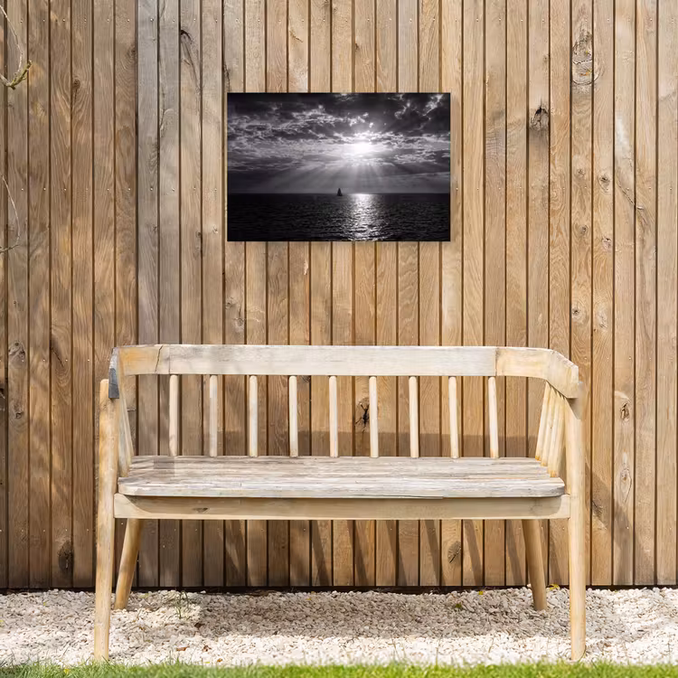 Water - Boot - Lucht - Natuur - Zwart-wit Tuinposter op houten frame 2 cm dik klein -sfeer4