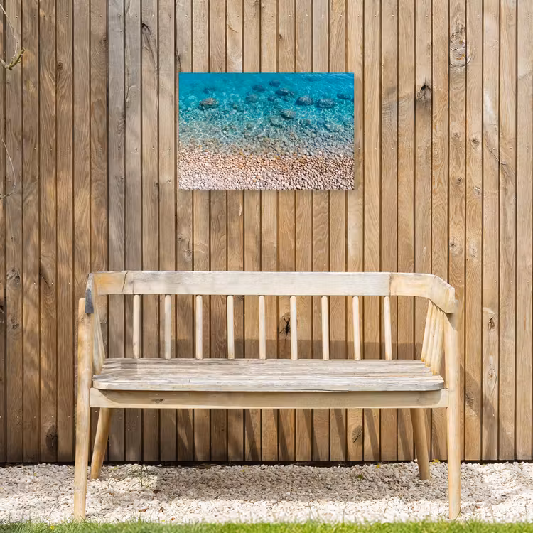 Water - Kiezels - Natuur - Levendig - Turkoois Tuinposter op houten frame 2 cm dik klein -sfeer4