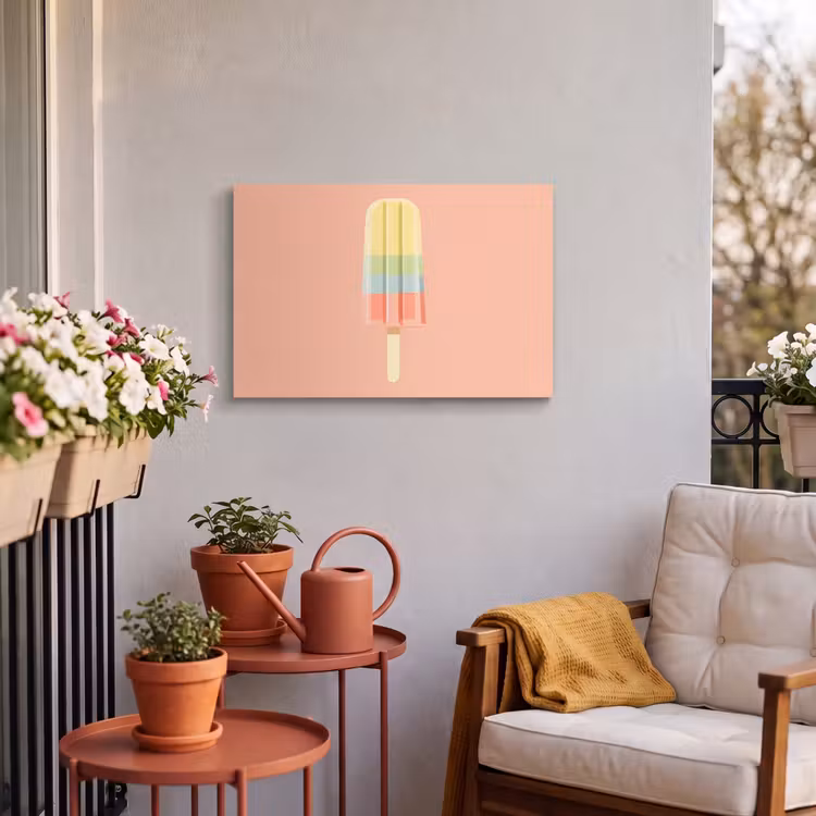 Waterijsje - Pasteltinten - Minimalistisch Tuinposter op houten frame 2 cm dik klein -sfeer1