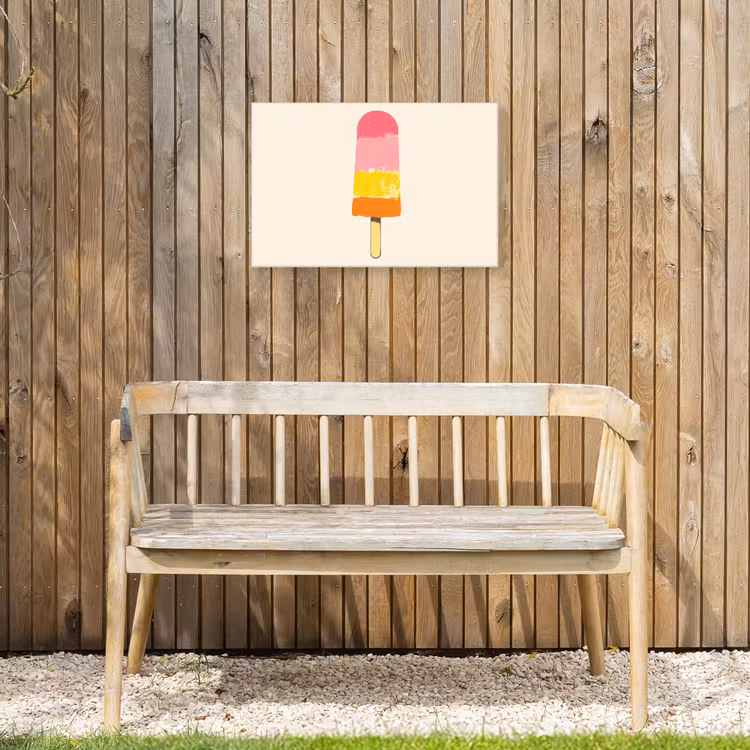Waterijsje - Retro - Stokje - Roze Tuinposter op houten frame 2 cm dik klein -sfeer4