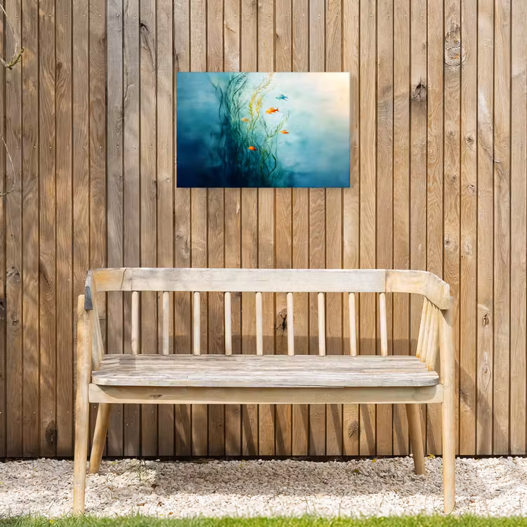 Waterplanten - Vissen - Kleurrijk - Water Tuinposter op houten frame 2 cm dik klein -sfeer4