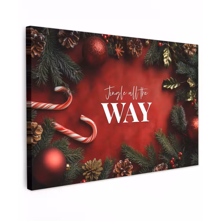Kerst - Quote - Rood - Kerstballen Tuinposter op houten frame 2 cm dik klein -3d