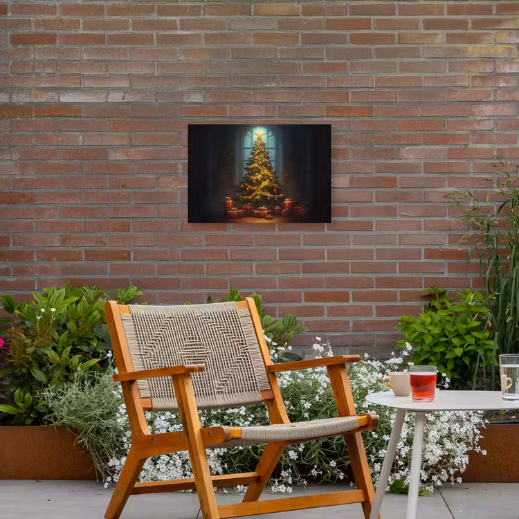 Kerstboom - Cadeau - Kerst - Winter Tuinposter op houten frame 2 cm dik klein -sfeer3
