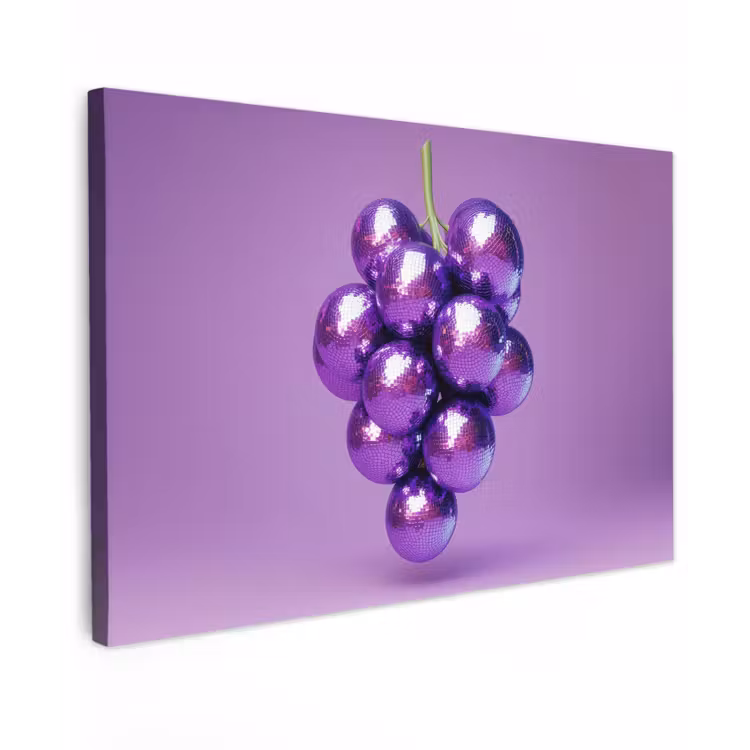 Druif - Disco - Glitter - Paars Tuinposter op houten frame 2 cm dik klein -3d