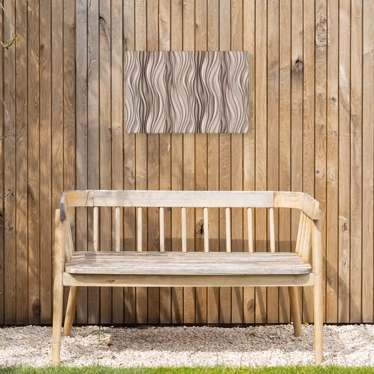 Golven - 3D - Crème Tuinposter op houten frame 2 cm dik klein 845 -sfeer4