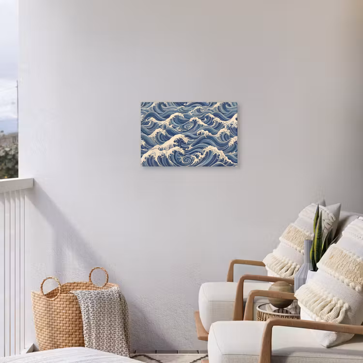 Golven - Zee - Natuur - Abstract - Blauw Tuinposter op houten frame 2 cm dik klein -sfeer1