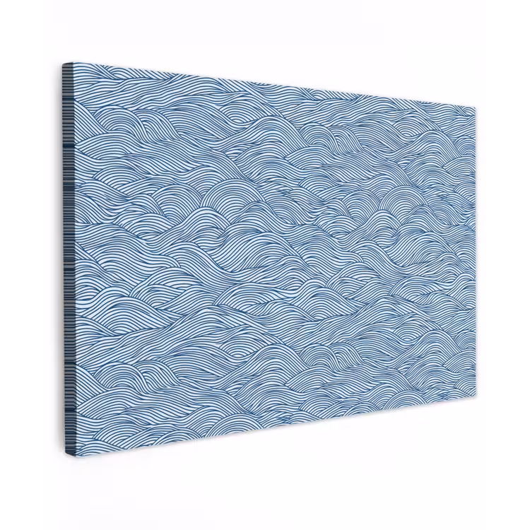 Golven - Ritmisch - Blauw Tuinposter op houten frame 2 cm dik klein 845 -3d