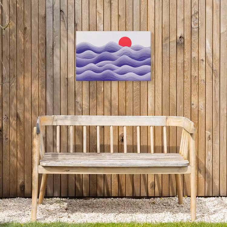 Golven - Zon - Natuur - Abstract - Rood Tuinposter op houten frame 2 cm dik klein -sfeer4