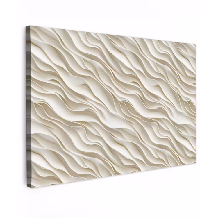 Golven - Wit - Minimalistisch Tuinposter op houten frame 2 cm dik klein 845 -3d