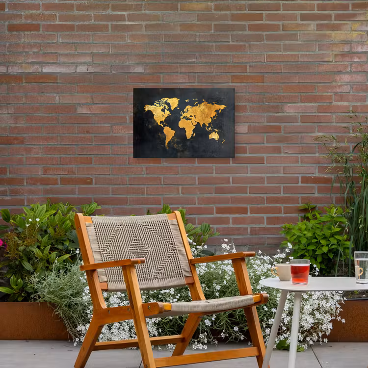 Wereldkaart - Ouderdom - Zwart Tuinposter op houten frame 2 cm dik klein -sfeer3