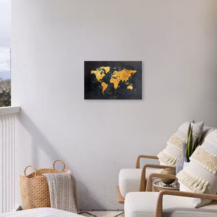 Wereldkaart - Ouderdom - Zwart Tuinposter op houten frame 2 cm dik klein -sfeer1