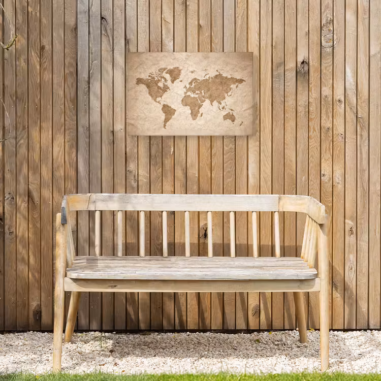 Wereldkaart - Oud papier - Historisch Tuinposter op houten frame 2 cm dik klein -sfeer4