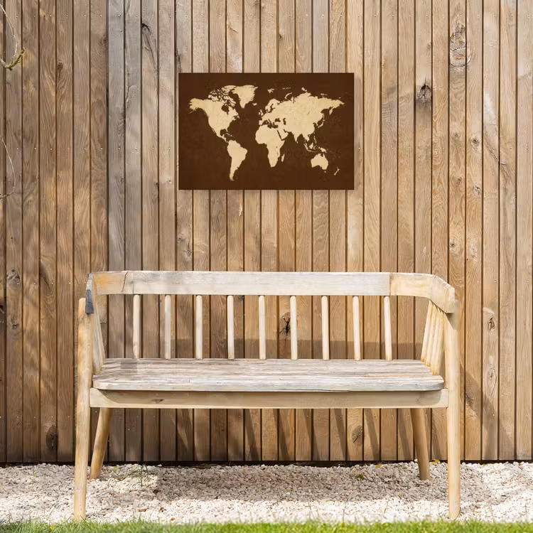 Wereldkaart - Antiek - Bruin Tuinposter op houten frame 2 cm dik klein -sfeer4