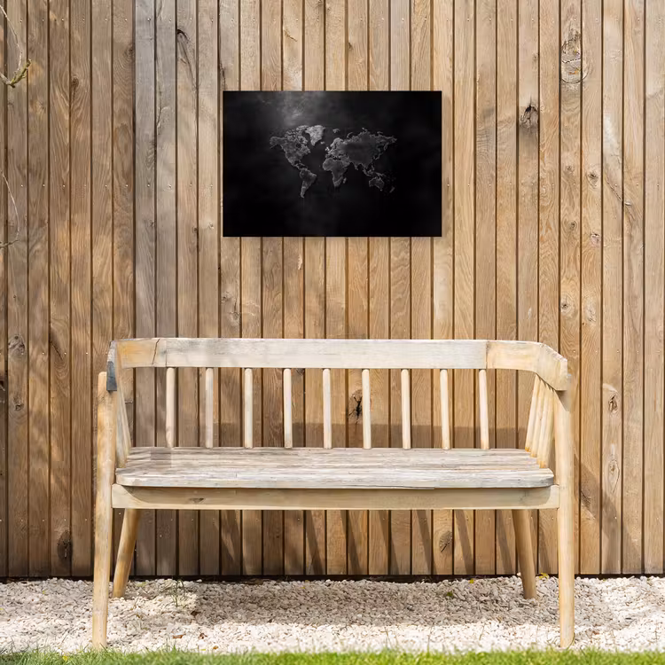 Wereldkaart - Duister - Zwart Tuinposter op houten frame 2 cm dik klein -sfeer4