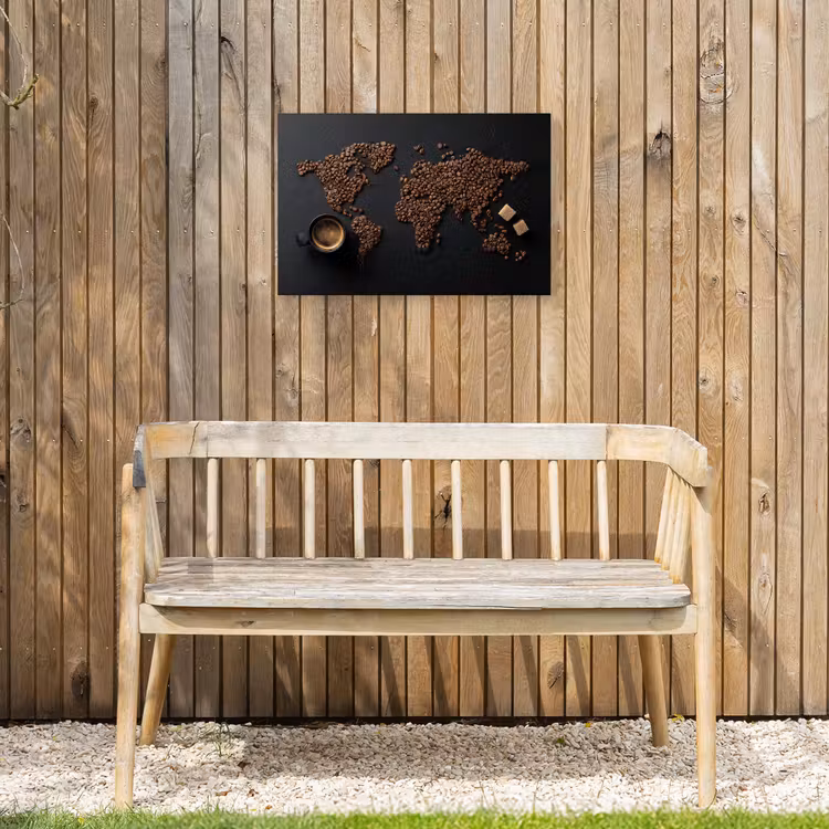 Wereldkaart - Espresso - Zwart Tuinposter op houten frame 2 cm dik klein -sfeer4
