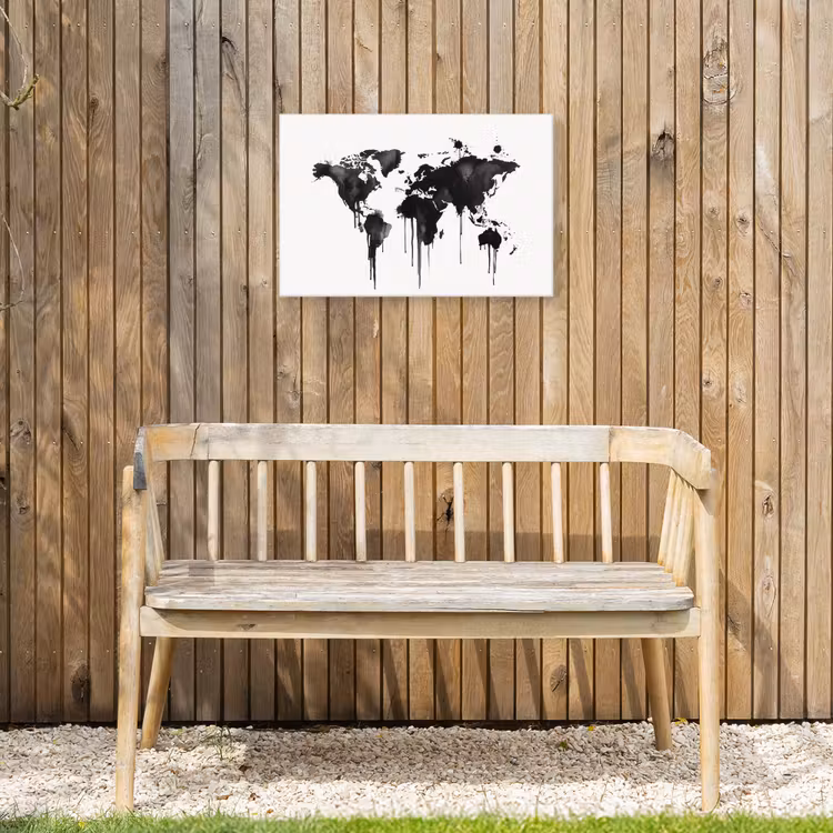 Wereldkaart - Graffiti - Zwart Tuinposter op houten frame 2 cm dik klein -sfeer4
