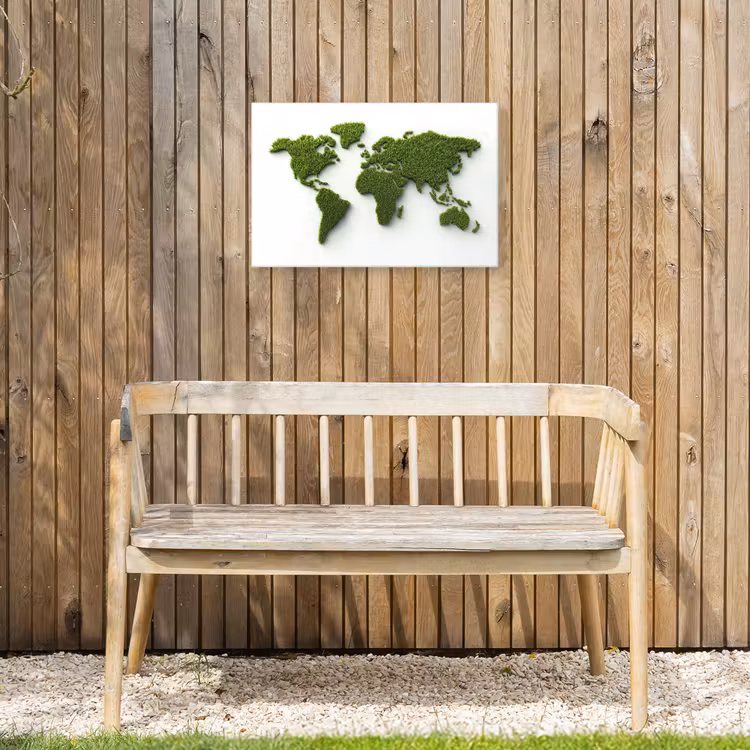 Wereldkaart - Gras textuur Tuinposter op houten frame 2 cm dik klein -sfeer4