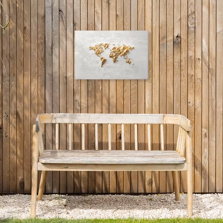 Wereldkaart - Artistiek - Grillige textuur Tuinposter op houten frame 2 cm dik klein -sfeer4