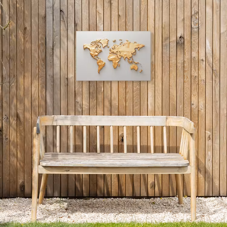 Wereldkaart - Luxe uitstraling - Wit Tuinposter op houten frame 2 cm dik klein -sfeer4