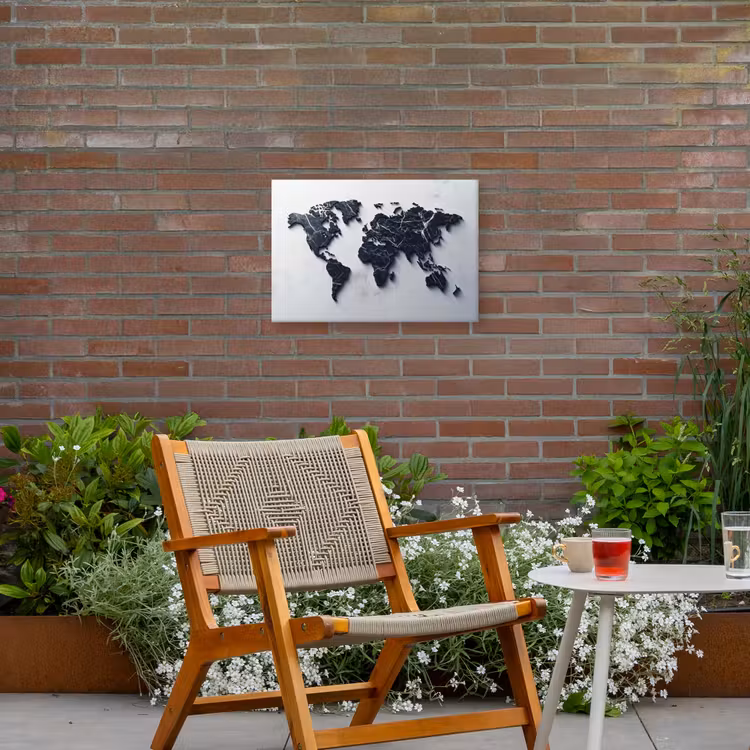 Wereldkaart - Marmer - Ruwe achtergrond Tuinposter op houten frame 2 cm dik klein -sfeer3