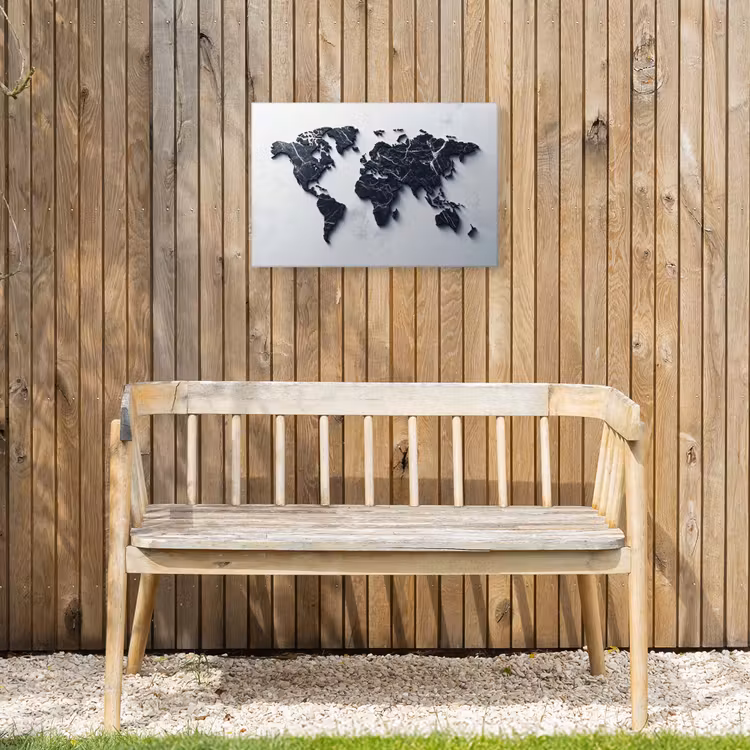 Wereldkaart - Marmer - Ruwe achtergrond Tuinposter op houten frame 2 cm dik klein -sfeer4
