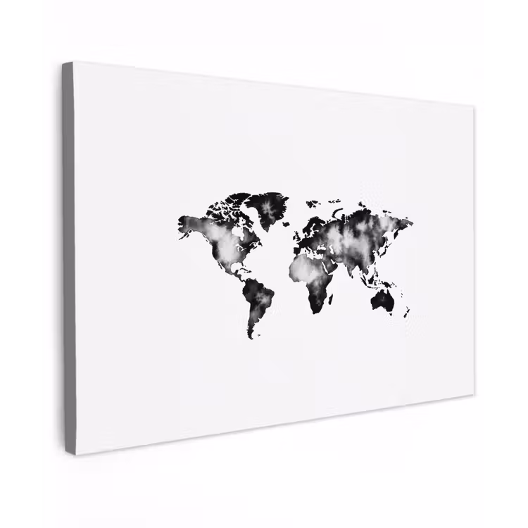 Wereldkaart - Minimalistisch Tuinposter op houten frame 2 cm dik klein -3d