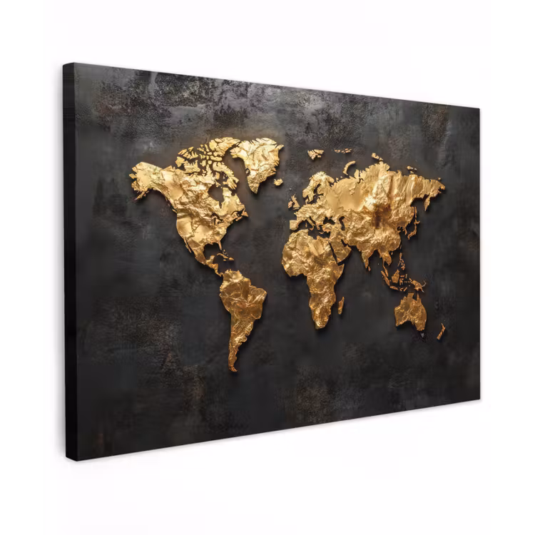 Wereldkaart - Reliëf - Tactiele karakter Tuinposter op houten frame 2 cm dik klein -3d