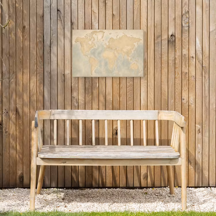 Wereldkaart - Reliëfstructuur Tuinposter op houten frame 2 cm dik klein -sfeer4