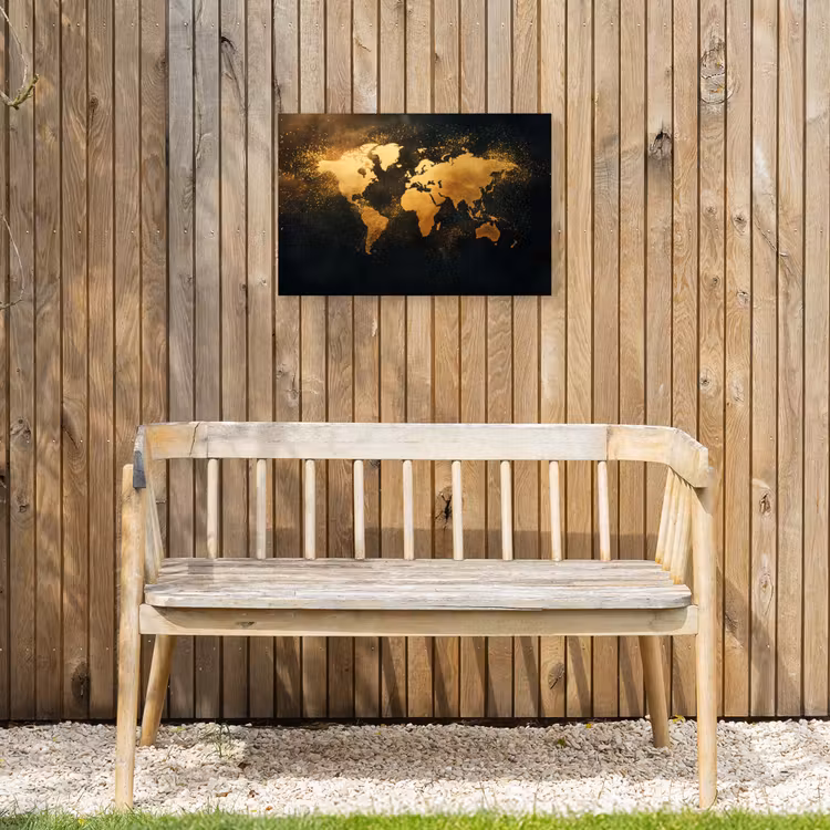 Wereldkaart - Sterrenbeelden - Gouden stippen Tuinposter op houten frame 2 cm dik klein -sfeer4