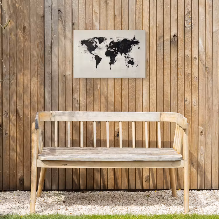Wereldkaart - Textuur - Verf Tuinposter op houten frame 2 cm dik klein -sfeer4