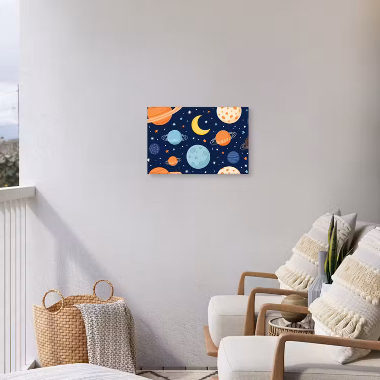 Ruimte - Planeten - Kleurrijk Tuinposter op houten frame 2 cm dik klein -sfeer1
