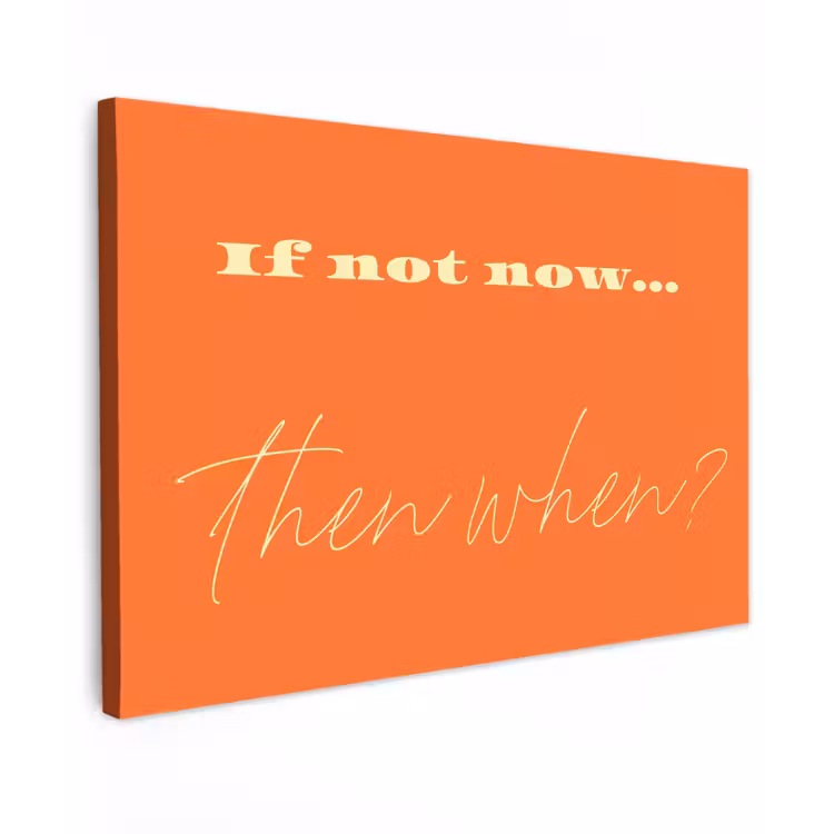 If not now then when - Oranje - Geel - Levendig Tuinposter op houten frame 2 cm dik klein -3d