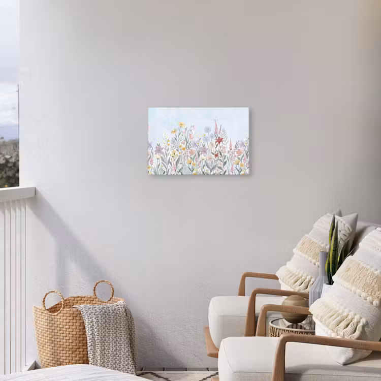 Weidebloemen - Illustratie - Kleurrijk Tuinposter op houten frame 2 cm dik klein -sfeer1