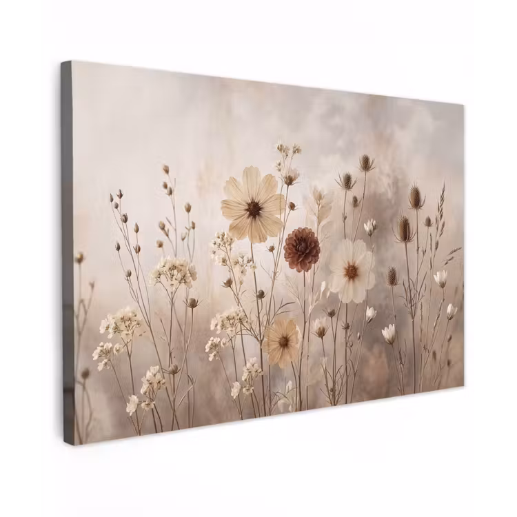 Wilde bloemen - Botanisch - Vintage - Natuur - Rustiek Tuinposter op houten frame 2 cm dik klein -3d