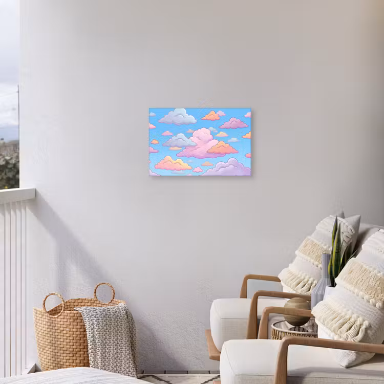 Wolk - Lucht - Natuur - Illustratie - Pastel Tuinposter op houten frame 2 cm dik klein -sfeer1