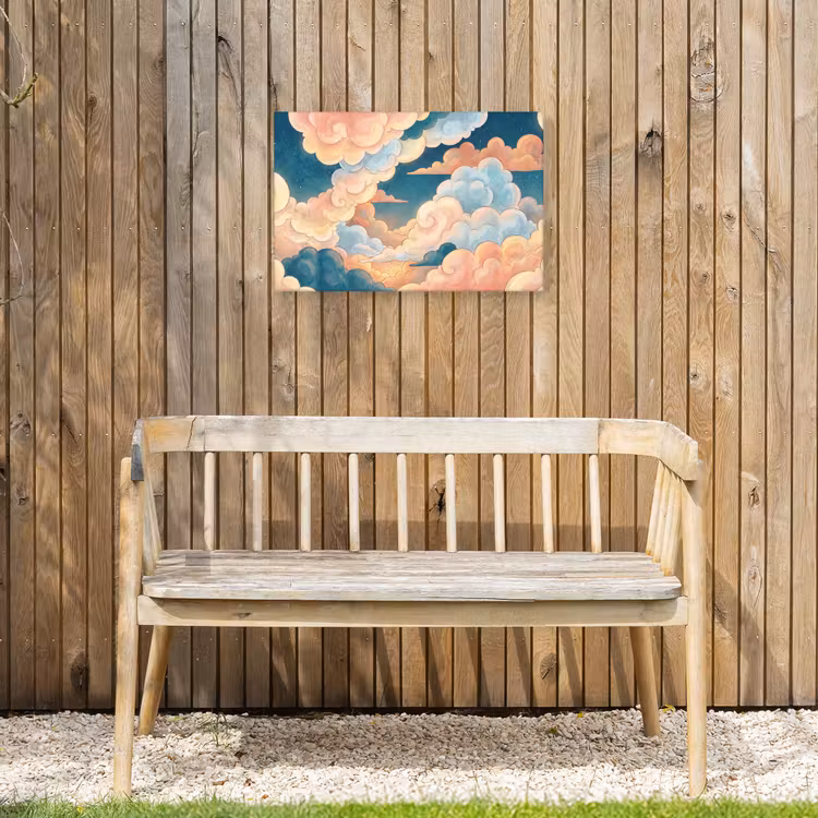 Wolk - Lucht - Natuur - Illustratief - Oranje Tuinposter op houten frame 2 cm dik klein -sfeer4