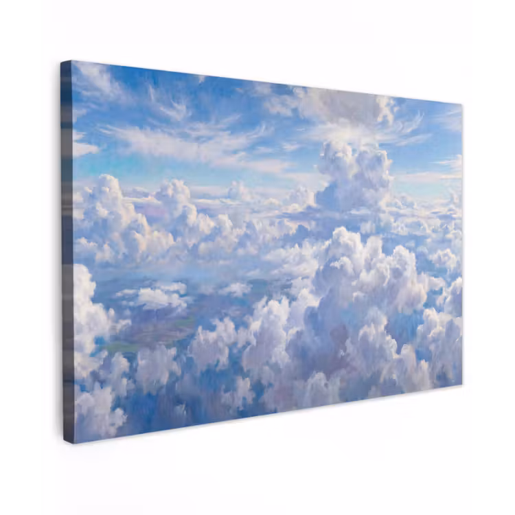 Wolken - Lucht - Natuur - Abstract - Blauw Tuinposter op houten frame 2 cm dik klein -3d
