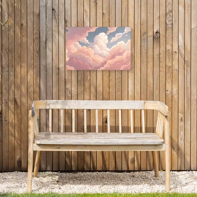 Wolken - Lucht - Natuur - Pastel - Roze Tuinposter op houten frame 2 cm dik klein -sfeer4